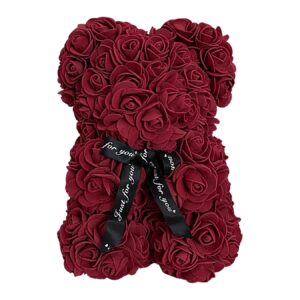 Rozen teddybeer 25cm bordeaux -rozenbeer