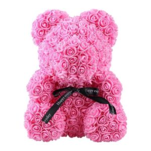 Rozen teddybeer 25cm Roze -rozenbeer
