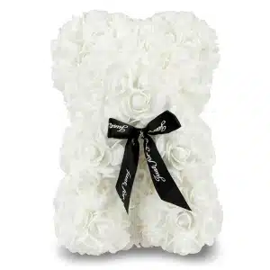 Rozen teddybeer 25cm Wit -rozenbeer